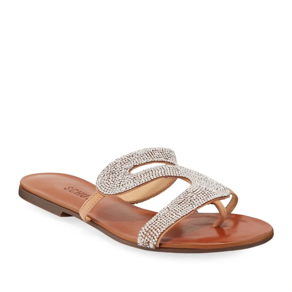 SCHUTZ Women’s Embellished Fabia Flat Leather sandals - Picture 1 of 7